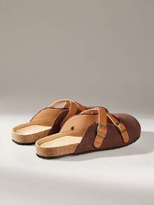 Solecia 女士休闲平底鞋，交叉搭扣设计，适合日常穿着 - 紅棕色 - 查看 4