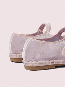 CUCCOO DOLLMOD Women Shoes Light Gray Fashion Velvet Mary Jane Round Toe Flat Shoes Commuting Dating Party Shopping College Cute Sweet Spring Shoes - Mauve Purple - View 9