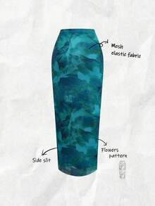 Olithes Women Gradient Printed Casual Skirt Maxi Women - Mint Green - View 2