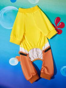 SpongeBob SquarePants | SHEIN 1 件可爱卡通印花宠物装饰服，家居服，睡衣，猫咪衣服，狗狗衣服，尺码 XXS-XXXXL，特小号，特大号，海绵面料，活泼可爱 - 黃色 - 查看 6