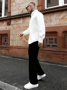 Artur Kramer Men Solid Button Front Shirt, For Husband, Long Sleeve, Plain, Work, For Fall, Old Money Style - White - View 6