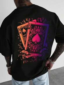 Manfinity LEGND 3pcs/Set Men's Retro Playing Card Print T-Shirts - Black - View 5