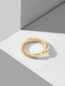 MOTF PREMIUM Nhẫn đơn giản màu trắng, mạ vàng 18k, đính ngọc trai giả. - Vàng - Xem 3