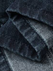 DAZY Chaleco de mezclilla lavada con estilo de camisola casual de vacaciones con lazo para mujer - Azul lavado oscuro - Ver 6