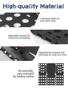 SHEIN Slouchy折叠板整理收纳衣柜T恤裤子衬衫衣服折叠神器折叠板 - 黑色 - 查看 6