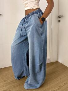 StreetHx Women's Fashionable Casual Loose Wide-Leg Jeans - Light Wash - View 7