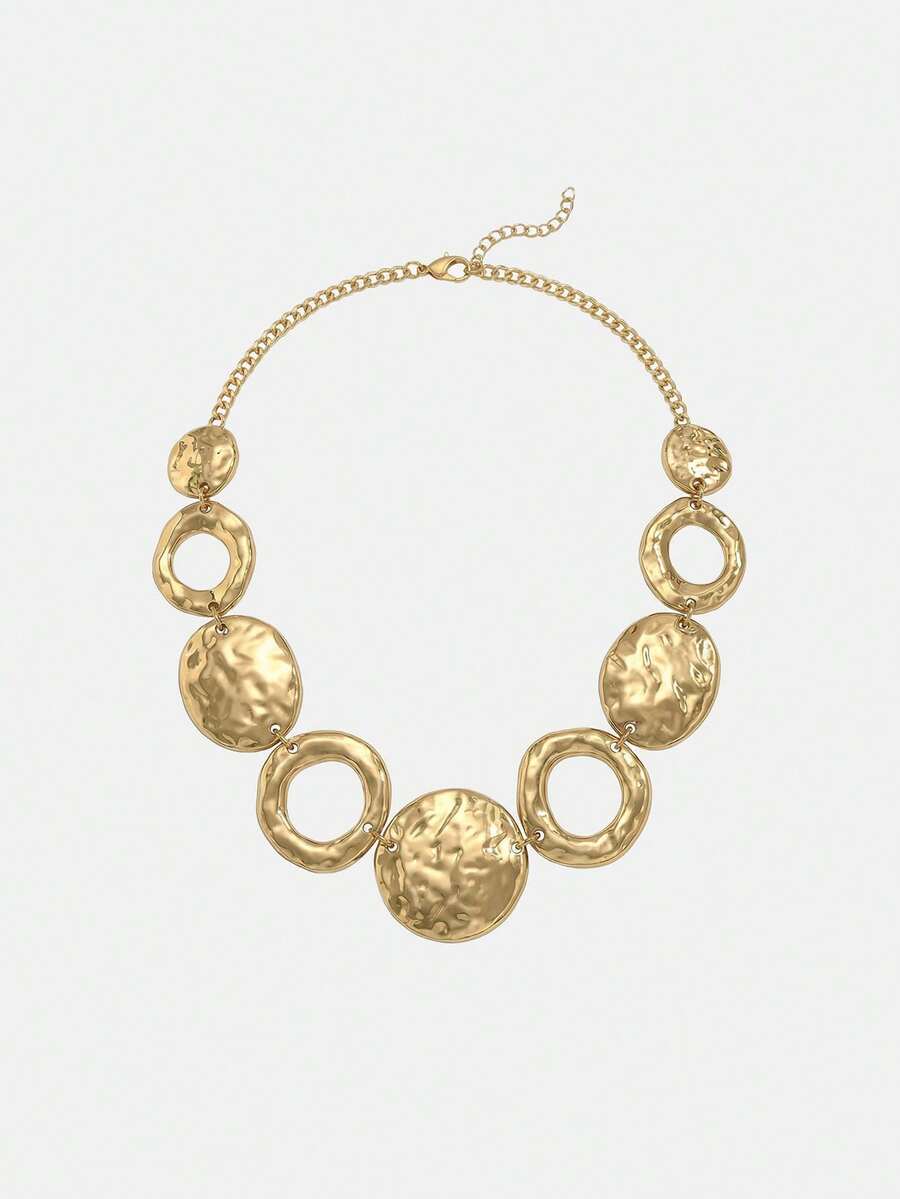 Lumivelle 1pc European Stylish Exaggerated Minimalist Geometric Necklace - Yellow Gold - View 1