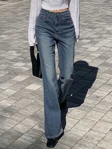 Dazy Tall Tall Women's Regular Waist Flare Jeans, Elegant Long Leg Denim Pants - Medium Wash - View 8