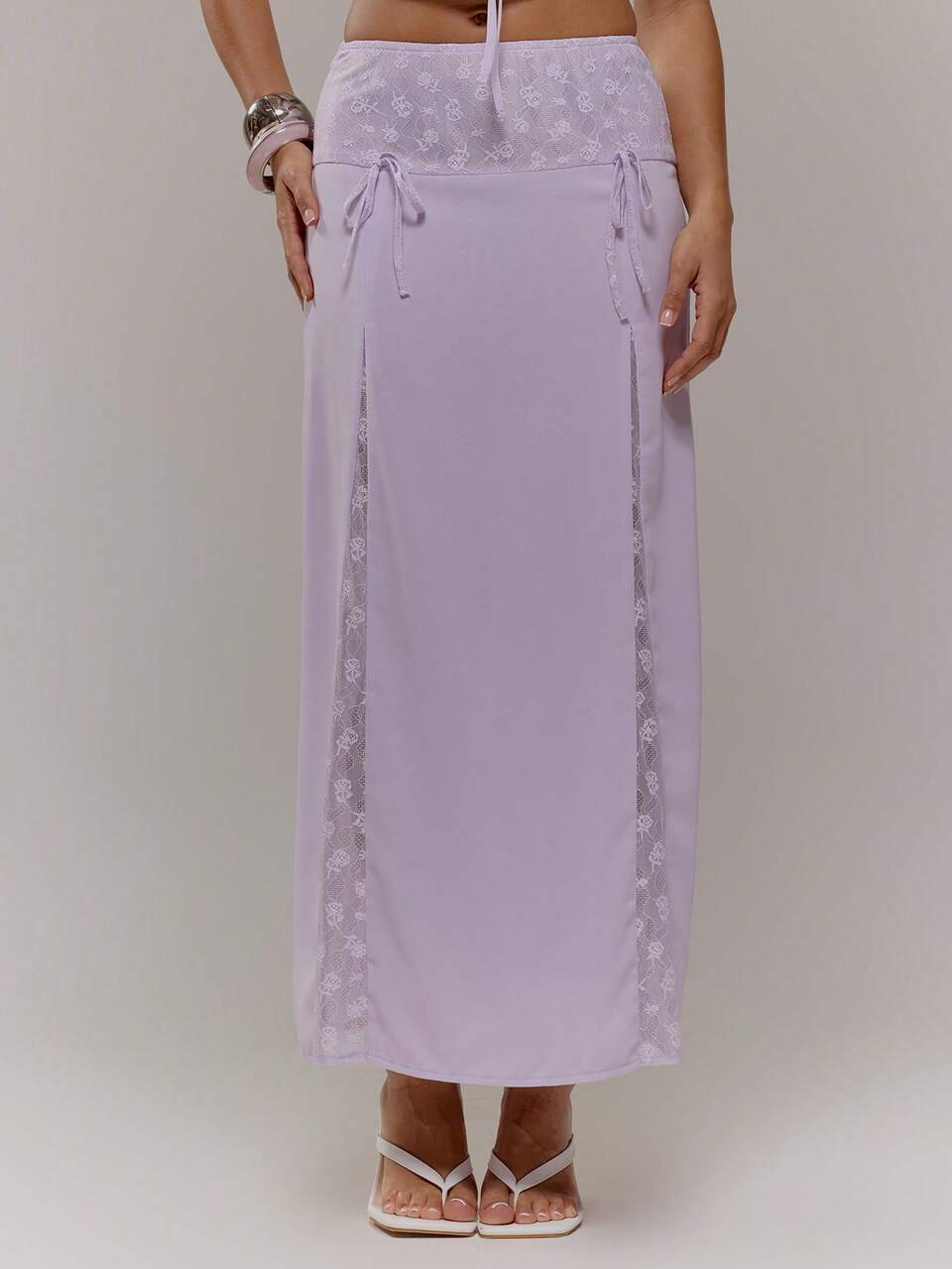 Lace Panel Detail Maxi Skirt Coord Bottoms Only Cute Sexy Spring Going Out Girly Occasion Mothers Day Soft Bloom Summer Holiday