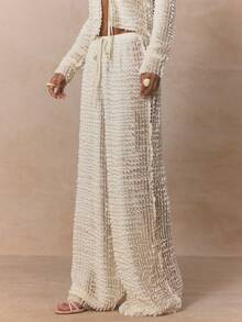 MUSERA Low Waist Ruffled Frill Trousers Coord Bottoms Only Cute Spring Holiday Girly Sugar Salt - Cream - View 3