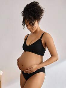 BloomMama Maternity Contrast Lace Comfortable Wire-Free Bra - Multicolor - View 4