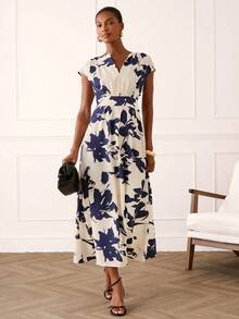 Lilora 女士优雅碎花中长连衣裙 - 彩色 - 查看 3