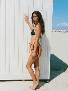 Maija Women's Colorful Tie-Up Beach Pants Cover-Up,Vacation Outfits Women,Summer Holiday Outfits ,Beach Vacation Outfits For Women,Vacation Outfits Women,Summer Holiday Outfits ,Beach Vacation Outfits For Women Beach Shorts For Women Stripe Shorts Summer Shorts For Women Yellow Beach Coords For Women Festival Outfits Women Shorts Beach Outfits For Woman Women S Summer Outfits Summer Beach Outfit For Women - Multicolor - View 6