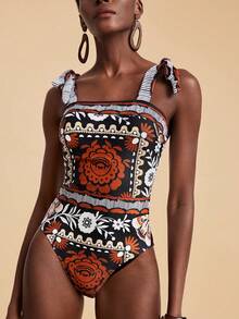 Travachic 女士印花时尚吊带连体泳衣 - 彩色 - 查看 6