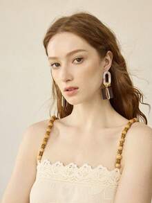 MOTF PREMIUM 预制木拼接亚克力耳环 - 金色 - 查看 9