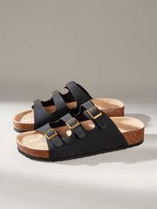 Solecia Sapatos Femininos Chinelos de Sola Grossa Versáteis para Uso na Primavera e Verão, Sapatos de Férias de Verão, Sapatos de Primavera, Primavera Break, Páscoa, Natal - Preto - Visão 3