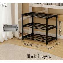 1PC Steel Pipe & Plastic Simple Shoe Rack, Space-Saving Under-Bed Shoe Storage Organizer, Multi-Tier Entryway Shoe Rack - Multicolor - View 14