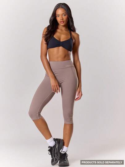 Musera Sport Contrast Wide Stripe Capri Active Leggings Autumn Fall Winter Activewear Sport Gym Workout Pilates Fitness Daily Casual