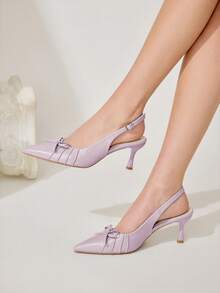 CUCCOO CHICEST Women's Pointed Toe Buckle Design Fashionable High Heels For Daily Wear Wedding Shoes Summer Shoes Bride Shoes - Purple - View 4