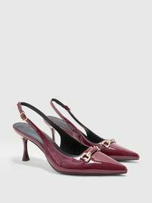 CUCCOO BIZCHIC Women's Fashionable Elegant Pointed Toe High Heel Sandals - Burgundy - View 7
