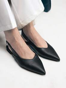 Mnmlis Women's Fashion Commuter Wear Pointed Flat Shoes - Black - View 8