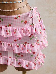 Bellisia Summer Sexy Butterfly & Orchid Floral Leopard Print Bikini & Cake Skirt 3 PiecesSet, Beach Vacation - Multicolor - View 7