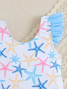 Emery Rose Kids Emery Rose Kids Áo tắm liền thân tay ngắn, hở lưng, trang trí nơ, họa tiết sao biển, thích hợp cho kỳ nghỉ hè ở bãi biển, dành cho bé gái. - Nhiều màu - Xem 6