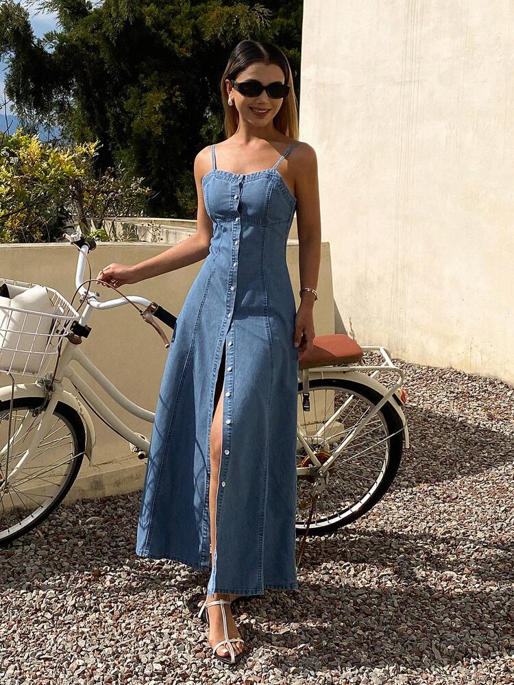 women denim.dress Lonnie Denim Maxi Dress (1XL)