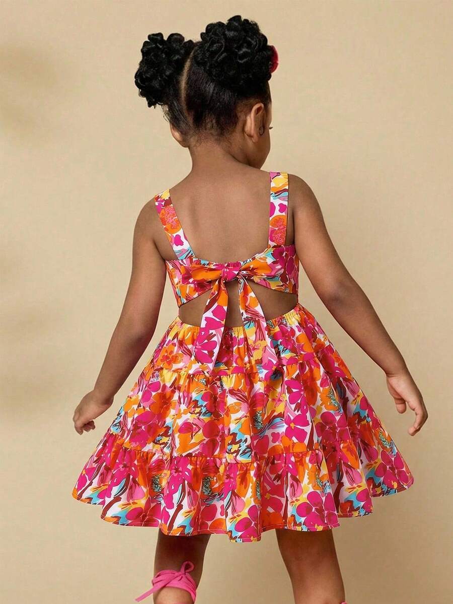 SHEIN Váy hoa nhí không tay kiểu dáng thường ngày cho bé gái - trắng - Xem 1