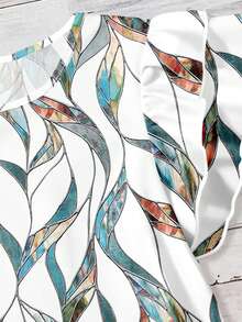 Mellowie Casual Minimalist Green Church Glass Style Flat Print Pattern Women's Ruffle Sleeve Elegant Blouse, Suitable For Spring/Summer Vacation - Multicolor - View 5