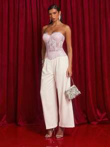 Glamine Canotta elegante e sexy in pizzo francese da donna - Rosa Baby - Visualizzare 5