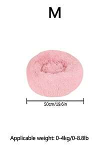 1 pieza Cama redonda de peluche para mascotas, cojín de sueño suave y cálido adecuado para gatos y perros pequeños/medianos, cama para perros y gatos para todas las estaciones - Rosa - Ver 8