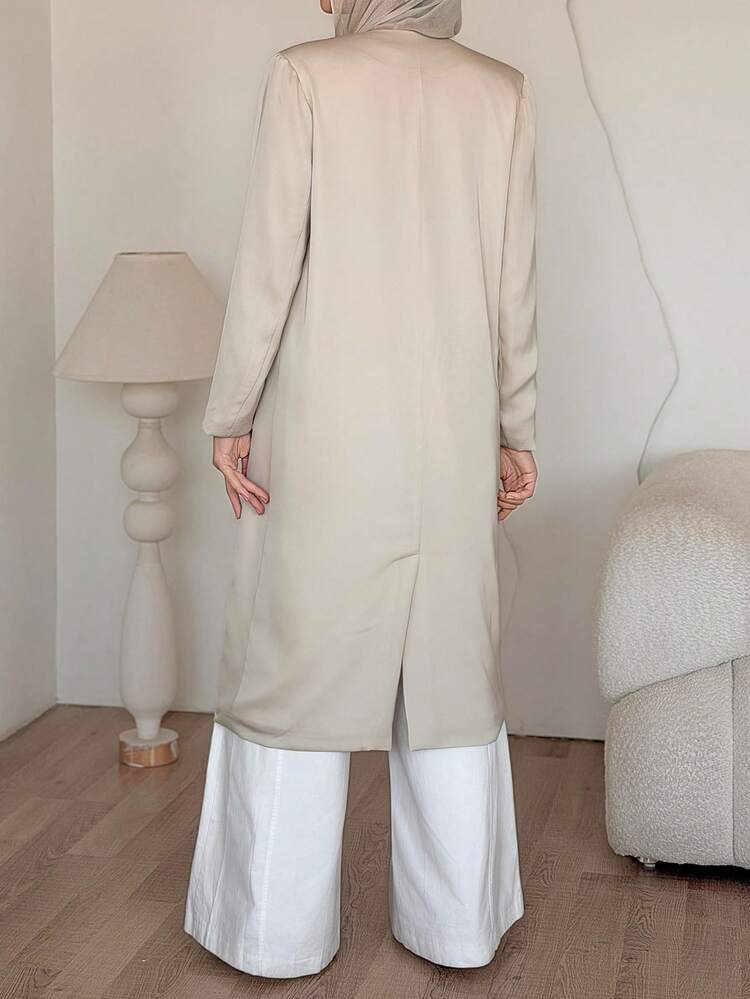 Women's Casual Solid Color V-Neck Thin Jacket With Fake Pockets, Spring/Summer