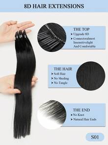 8D Micro Link Nano Beads Hair Extensions,16-22 INCH 50G/Pack, Micro Loop Human Hair Extensions, Invisible No Trace,Straight Human Hair,Invisible Mini Silicon Beads Easy To Install,Seamless, Natural Straight Hair,Perfect For Long Hair Lengthening, Hair Lengthening Straight Hair Texture Natural Hair Look - Multicolor - View 6