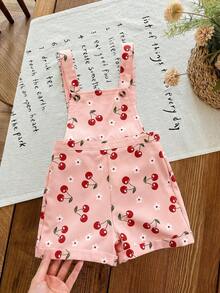 LMoss Kids Baby Girl Cherry Print Woven Romper - Multicolor - View 5