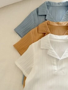 Bộ 3 món áo polo tay ngắn và áo sơ mi kiểu dáng thường ngày đa năng cho bé trai mùa xuân/hè, thích hợp cho kỳ nghỉ. - Nhiều màu - Xem 4