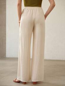 PREMIUM WOMEN'S COTTON LINEN CASUAL SOFT STRAIGHT LEG PANTS, SUMMER - Beige - View 3