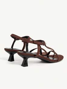 CUCCOO CHICEST Women Heeled Sandals Wedding Shoes Spring Shoes Bride Shoes - Coffee Brown - View 6