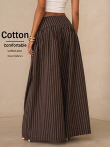 Glamine Pantalones de chándal de pierna ancha de estilo casual y versátil para mujer - Marrón - Ver 1