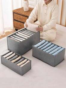 1 Wardrobe Clothing Organizer, 7/9-Grid Portable Wardrobe Shelf, Independent Storage Box, Foldable Wardrobe Drawer Organizer, Suitable For Clothes Like Underwear, Socks, Scarves, Leggings, T-Shirts, Jeans, Etc. A Must-Have Summer Storage Essential For Women And A Great Travel Organization Helper. - Grey - View 5