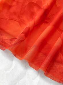 Chiquease Đầm maxi không dây vai, dáng đuôi cá, họa tiết hoa, thanh lịch, mùa hè dành cho nữ. - trái cam - Xem 3