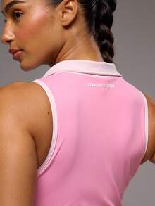 Musera Sport 撞色拉链无袖BBL背心外套，仅限运动健身健身房普拉提日常休闲少女风夏季热汗 - 玫紅色 - 查看 3