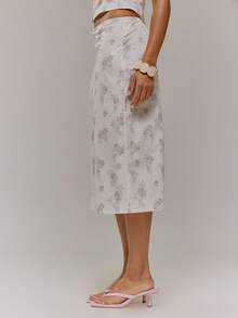 MUSERA Chân váy midi cạp thấp, viền ren, chi tiết nơ, chun co giãn, in họa tiết hoa, chỉ bán riêng phần chân váy, dễ thương, thích hợp cho các dịp mùa xuân, nữ tính, gợi cảm, đi chơi, mùa hè, nghỉ lễ. - Nhiều màu - Xem 3