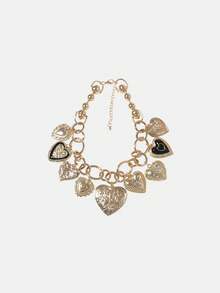 Lumivelle 1pc Retro High Quality Chain Link Heart Pendant Casual Necklace For Women - Love Pendant - View 1