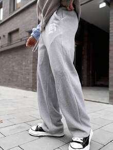 Artur Kramer 男士休闲运动字母印花抽绳腰运动裤 - 灰色 - 查看 4