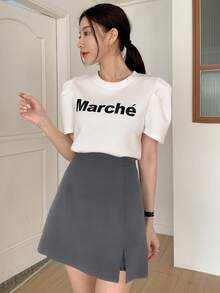 DAZY Split Hem Skort - Grey - View 5