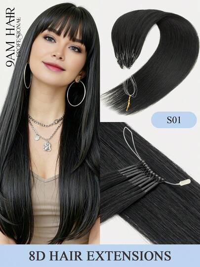8D Micro Link Nano Beads Hair Extensions,16-22 INCH 50G/Pack, Micro Loop Human Hair Extensions, Invisible No Trace,Straight Human Hair,Invisible Mini Silicon Beads Easy To Install,Seamless, Natural Straight Hair,Perfect For Long Hair Lengthening, Hair Lengthening Straight Hair Texture Natural Hair Look