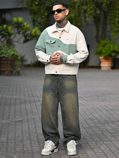 Devon Thys Camisa de manga larga informal y holgada de pana con parches, para uso diario, escuela, otoño e invierno