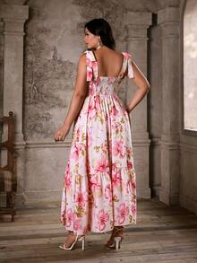 Lyrianda Spring/Fall/Winter New Vacation French Elegant Party Princess Print Halter Neck Sleeveless/Long Sleeve A-Line Waist Slimming Maxi Sundress, Spring Dress - Multicolor - View 2