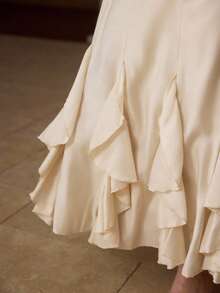 MOTF PREMIUM 女士荷叶边美人鱼裙 - 米色 - 查看 3